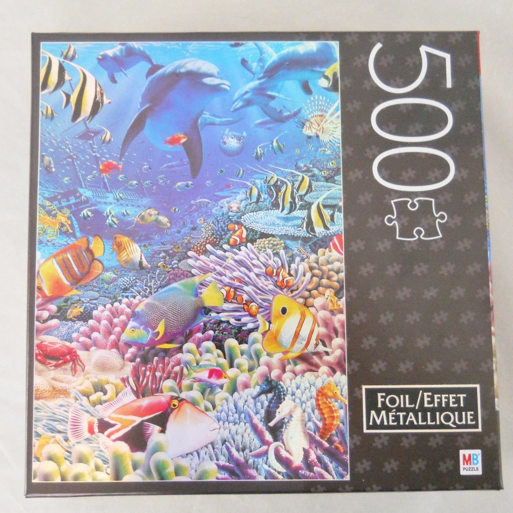 Milton Bradley Foil Puzzle, Sea of Life, 500 Pieces, 24'' x 18''
